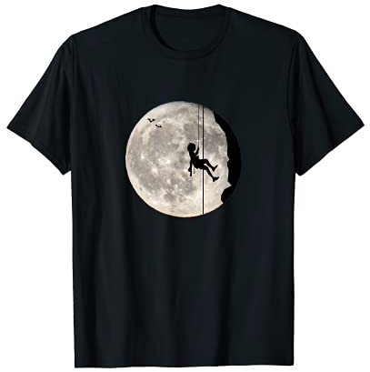 Bergsteigen Freiklettern Klettern Kletterer Bouldern Mond T-Shirt