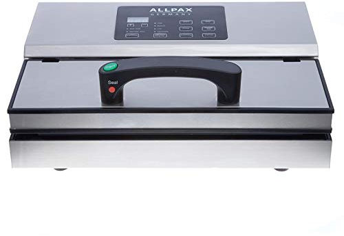 Vakuumiermaschine P 370 von ALLPAX - inkl. 100 Vakuumbeutel 20 x 30 cm - 97% Vakuumleistung - Schweißnaht 5 mm Breit & 310 mm Lang - mit Puls-System (Teilvakuum) - mit zusätzlicher Marinierfunktion