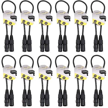 12x StageCore 0.5M DMX Cable 120ohm 3 Pin XLR Lighting Cable DJ Disco