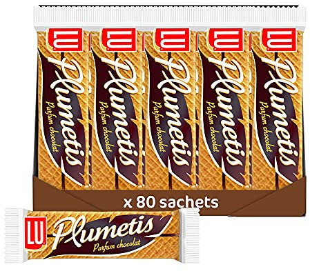 LU Plumetis Parfum Chocolat - Gaufrette Fourrée au Chocolat au Lait - Idéal pour le Goûter - Pack de 80 Sachets (23,4 g)