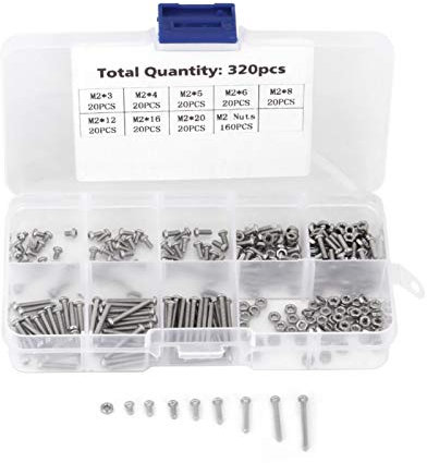 BWLZSP Juego de Tornillos de máquina M2 de 320 Piezas Sujetadores para computadora portátil/Disco Duro/Teclado/teléfono/PC, Juego