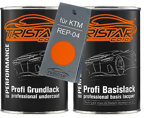 TRISTARcolor Vernice per moto Kit barattolo pronto all’uso per KTM REP-04 Orange Vernice di fondo + vernice di base 2,0 litri 2000ml