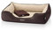 BedDog Premium Orthopädisches Hundebett Buffy, Hundesofa aus Kunstleder, Abnehmbarer Bezug, Kuschel-Decke Zugabe - Melange (beige/braun)