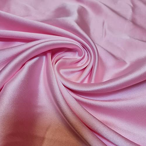 Tissu en satin de soie brillant pour robe de mariée Doublure en polyester 1 m Rose