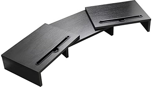 INTIRILIFE 3-teilige Bildschirmständer längenverstellbarer Schreibtischständer in Schwarz - 74 (104) x 27 x 10 cm - Bildschirmerhöhung mit Handyhalterung für Computer TV Laptop im Büro oder Zuhause