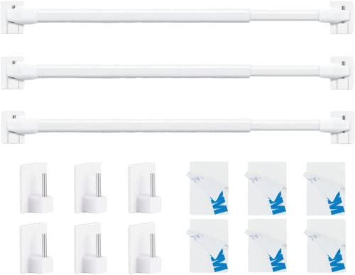 3 bastoncini per vetrina con ganci autoadesivi per finestre, cucina, progetti fai da te, allungabili, 90-150 cm