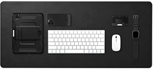 Spigen Schreibtischunterlage aus Velo Vegan PU Leder XXL Mauspad mit Anti-Rutsch-Gummimatte - Schwarz