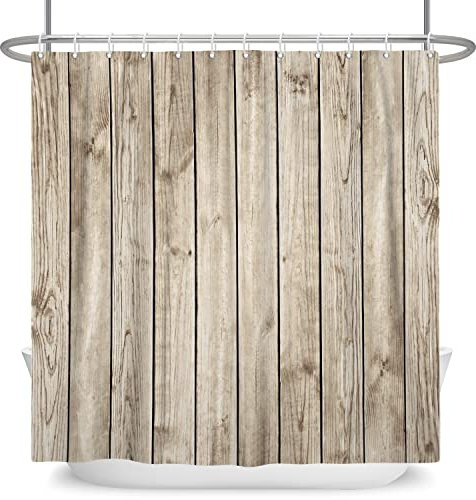 SDOTPMT 90x183cm Vecchio Legna Pavimento Tenda da doccia Rustico Legno duro Annata Legno Asse Plancia Fienile Porta Tenda da bagno Rurale Casale Tenda da vasca per Bagno Poliestere con ganci