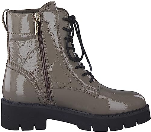 Tamaris COMFORT Damen Stiefeletten zum Schnüren aus Leder Plateau Comfort Fit, Braun (Taupe Patent), 42 EU