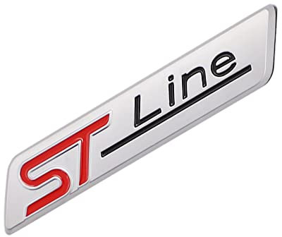 1 Stück 3D Metall ST Line Aufkleber Autokopf Emblem Abzeichen Chrom Aufkleber für Die meisten Automodelle (Abrazin-Silber)