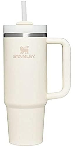 STANLEY Quencher H2.0 Cream 30oz - Reusable Vacuum Quencher Tumbler with Straw, FlowState Leak Resistant Lid, Insulated Cup, Maintains Heat Cold, Heat, and Ice for Hours