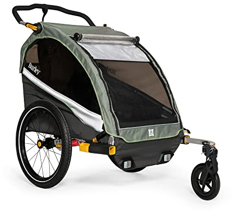 Burley D'Lite™ X Kids Bike Trailer & Stroller, Sage Green/Charcoal Grey, Double