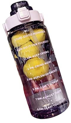 Gourde 2L bouteille d'eau avec paille mignonne balance portable bouteilles d'eau for une bouilloire de voyage en plein air for les pichets de boisson d'étudiant adulte Bouteille ( Blue : B-purple , Si
