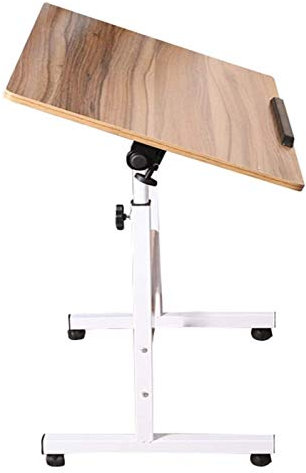 Nachttisch mit C-förmiger Basis, Laptop-Schreibtisch, Heimbüro, Rollen, Beistelltisch, rollender Beistelltisch, Bett, kleine Räume, Schlafzimmer, Wohnzimmer (Farbe: Alte Eiche, Größe: 80 x 50 cm)