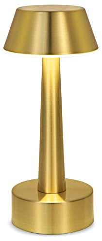 OCEST Kabellos Lampe Aufladbar, USB kleine Tischlampe, Akku Outdoor Tischleuchte, 3-farbige Touch Dimmbar Nachttischlampe, Gold Lampen für Garten Esstisch Esszimmer Flur Küche Restaurant Kneipen