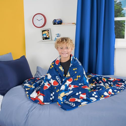 OHS Sonic Gewichtsdecke für Kinder, 2 kg, gewichtete Decke für Kinder, Sonic-Charaktere, Jungen und Mädchen, Stressabbau, beruhigend, Anti-Angst, gewichtete Decke, Blau