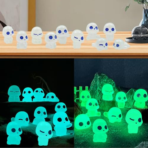 TARKDAK 20PCS Princesse Mononoke Lumineux Figurines Elfes des Arbres Decoration en Résine Baumelfen Fantômes pour Jardin Balcon Patio Micro Paysage, B