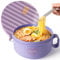 AI LOVE PEACE Microwave Noodle Bowl, BPA-Free 1200ml Soup Mug with Handles, Portable Ramen Container for Students & Offices, Purple