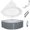 ECOLAM Baignoire d'angle acrylique Bala 120x120cm | support polystyrène 1.083 | pieds siphon silicone | Belle forme | Aspect moderne | Baignoire d'angle