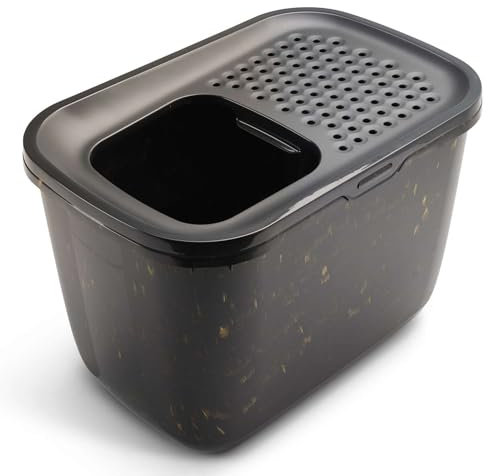 Katzentoilette Katzenklo HOP IN mit Einstieg von Oben Schwarz-Marmor-Gold