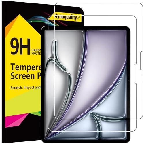 4youquality [2-Pack Screen Protector for iPad Pro 13-Inch(2025/2024, M5/M4) & iPad Air 13-Inch(2025/2024, M3/M2), Tempered Glass Film, Anti-Scratch, Impact-Resistant, HD-Clear