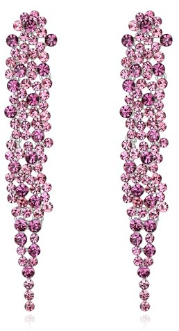 EVER FAITH Statement Ohrringe Strass Kristall Bankett lange Kronleuchter baumeln für Damen Prom Hochzeit Braut Hell Lila Silber-Ton