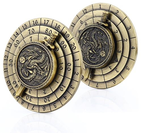 Haxtec Spinner Dice 7-in-1 Metal DND Dice Set Unique Dice Spinner Antique Bronze Rotate Metal D&D Dice for Dungeons and Dragons DND Gifts MTG RPG Role Playing Gaming Dice