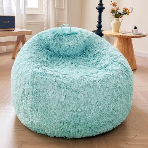 XeGe Funda para puf de almacenamiento de animales de peluche mullidos (sin relleno), funda de piel sintética lavable, suave, para juguetes de peluche o textiles, puf grande de felpa lanuda para