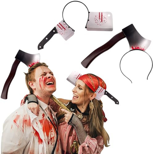 shallyong Halloween Horror Haarreif, Halloween Messer Im Kopf, Blutig Axt Im Kopf, Horror Kostüm, Halloween Kostüm Damen Gruselig, für Halloween Party, Masquerade, Cosplay