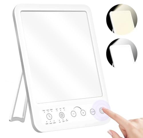 HOSPAOP Lampe de lumière du jour 10000 Lux, lampe de thérapie par LED sans UV, lampe de lumière du soleil Daylight avec variateur, lampe à spectre complet pour bureau, bureau et maison
