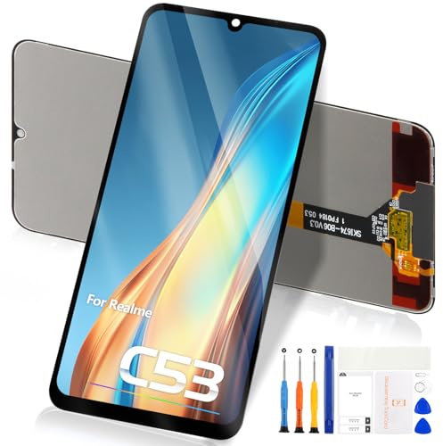 Pantalla LCD para Realme C53 LCD Display para OPPO Realme C53 RMX3762 RMX3760 LCD Pantalla Remplacement Digitalizador Pantalla táctil Full Assembly con Kit de Reparación (Negro)