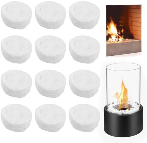 Lot de 12 Éponges en Céramique pour Cheminée au Bioéthanol - Cheminée de Table, Intérieur en Gel Bio-éthanol - Laine Céramique 8,6 x 8,6 x 2,8 cm