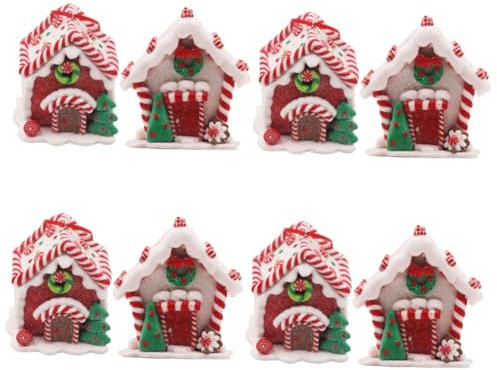 IMIKEYA 8 STK Weihnachtslebkuchenhaus Weihnachts-Mini-Baum Weihnachten Puppenhaus Weihnachtsdeko Weihnachtsboxen Dekorationen Lebkuchenhaus Bausatz Weihnachtshaken Lebkuchen-Ornamente Harz