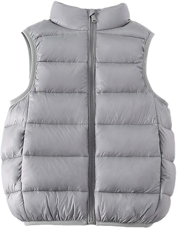 Happy Cherry Doudoune sans Manche Enfant 2-16 Ans Gilet en Duvet Léger Fille Garçon Gilet Matelassé Chaude 140