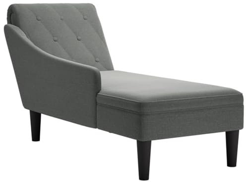 vidaXL Chaiselongue, Indoor Lounge Sofa mit Kissen Rechter Armlehne, Gepolsterte Recamiere für Wohnzimmer Schlafzimmer Büro, Polsterliege, Dunkelgrau Stoff