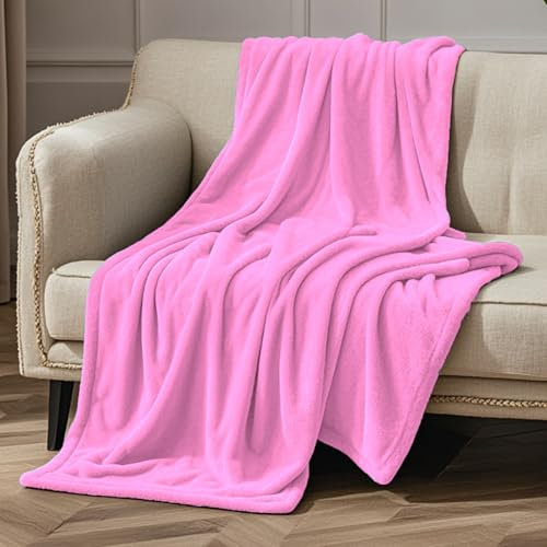 GOUTUI Couverture de Canapé 150 x 280 cm Confortable et Chaude Couverture Douillette Polyester pour Chambre Canapé Voyage, Rose