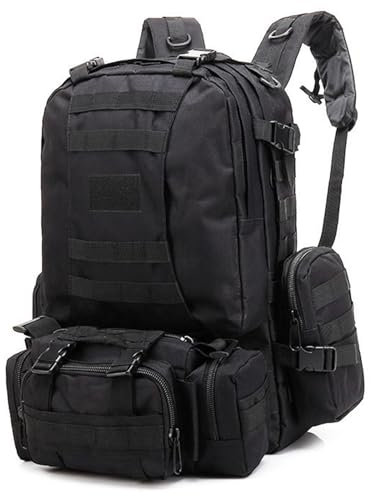 Ogetok Taktischer Wanderrucksack 55L Großer Militärarmeerucksack mit abnehmbaren 3 Molle-Taschen, 36-55L Bug Out Bag 3 Tage Sturmrucksack Hochleistungsrucksack Molle Tagesrucksack für Männer Frauen