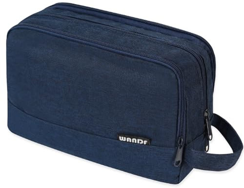 WANDF Kulturbeutel Herren Rucksack Damen Kosmetiktasche Waschtasche für Männer & Frauen in Premium Qualität (Denim Pure Marineblau)