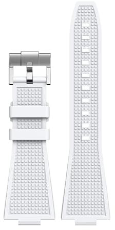JVEIWAD Konvexes Armband kompatibel mit Tissot PRX Serie T137.407/T137.410 Super Player 40 mm Gummi-Silikon-Schnellverschluss-Uhrenarmband, 12 mm(White)