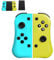 Switch Controller Compatible with Switch/Lite/OLED, 2 Sets of Wireless Controllers with Dual Vibration,6-Axis Gyro,Joystick,Quick Pairing, Includes a Holder (Blue/Yellow)
