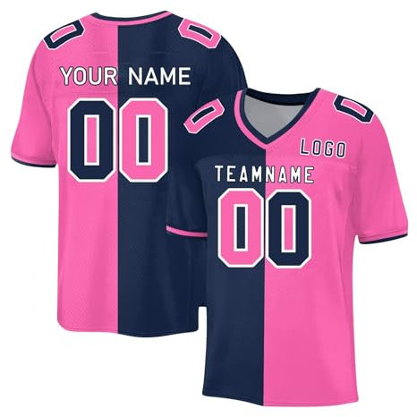 Benutzerdefiniertes Football Jersey Personalisiert Fußballtrikots für Kinder und Erwachsene American Football Trikot mit Team Namen Nummer & Logo Custom Sports Uniform Atmungsaktiv T-Shirt