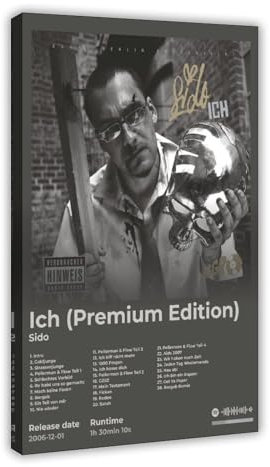 Sido Retro-Poster, berühmter Rapper, Hip-Hop-Musik, Rap-Album, Ich Cover, Fans, Geschenk, Leinwandposter, Wandkunst, Dekordruck, Bild Gemälde für Wohnzimmer, Schlafzimmer, Dekoration, 40 x 60 cm
