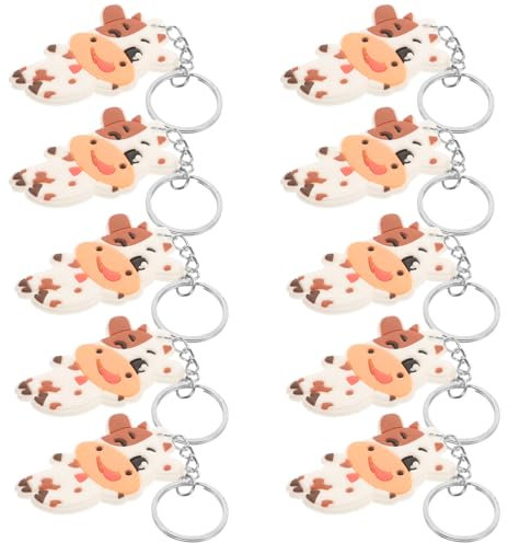 DEARMAMY 10pièces Porte-clés Vache Dessin Animé Décor De Clés Joli Accessoire De Clés Créatif Lot De Couleurs Assorties