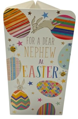 Easter Money Wallet Card for Nephew, Colourful Easter Eggs Design with Bunnies and Bees