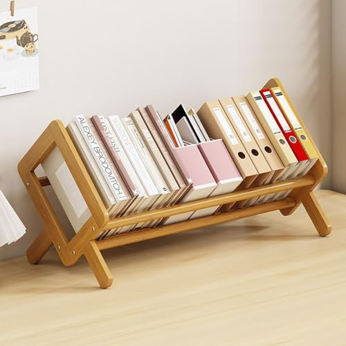 SunshineFace Bibliothèque inclinable en bois, étagère de bureau, support de rangement, petite étagère créative pour livres, magazines, CD