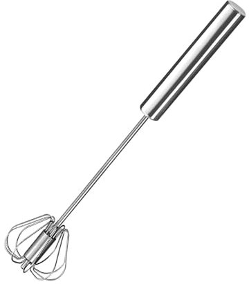 Semi-Automatic Hand Whisk for Cooking: Stainless Steel Hand Mixer for Baking - Small Whisk for Hot Chocolate, Coffee, and Dough - Mini Whisk for Easy Blending in The Kitchen