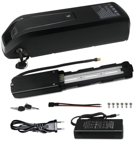 UBETTER 48V 15Ah Ebike Akku 48V Elektro-Fahrrad 15Ah Batterie mit 30A BMS, 2A Schnell-Ladegerät, USB Ausgang, Sicheres Schloss, Led-Anzeigeleuchte, 5 Pin Grundplatte, für 0-1400W Motor