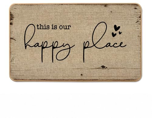 Gelasgo This is Our Happy Place Washable Door Mat Indoor - Machine Washable Non-Slip Doormat for Front/Back Door & Kitchen,Ultra Thin Pet Friendly 43x75cm (17x30)