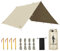 FREE SOLDIER Tarp Wasserdicht 3 * 3m Ultraleicht Zeltplanen UV Schutz Camping Sonnensegel Zelt Freien Große-Tarp für Camping, Wandern, Outdoor-Aktivitäten(Beige)