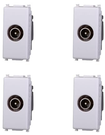 Elektronova Presa TV Passante Maschio Bianco compatibile Vimar Plana Kit 4 Pezzi 2253